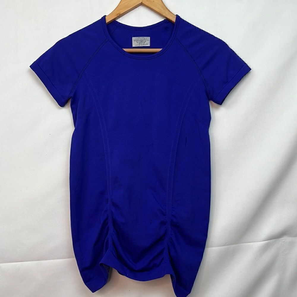 Athleta Purple Performance short sleeve ruched top size XS EUC
